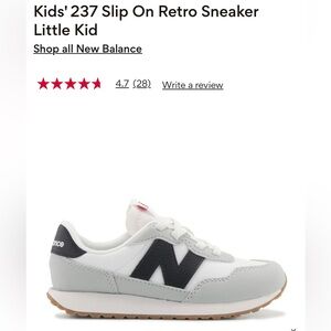New Balance Kids' Black, Gray, and White Sneakers